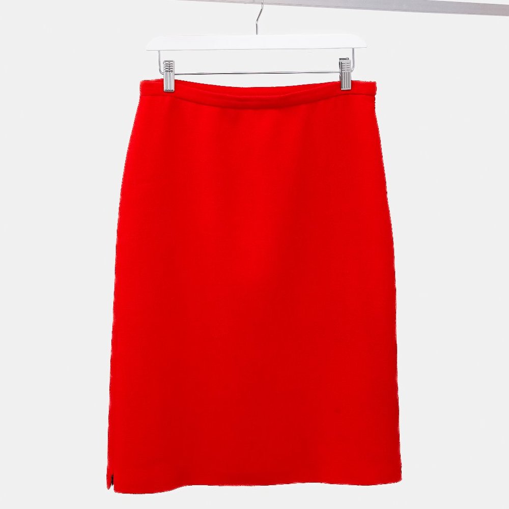 Dennis Merotto Red Crepe Wool Skirt